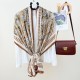 Korean Cross-border Retro Niche Daily Outerwear Long Scarf, Women's Atmospheric Floral Print Elegant Cotton and Linen Scarf