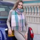 Rainbow contrasting plaid tassel scarf, dopamine shawl, warm and thickened Korean-style scarf for women, fashionable for autumn and winter.