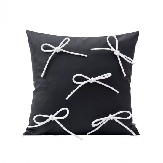 Black and white bow wabi-sabi modern minimalist luxury pillow, influencer homestay bedroom cushion, bay window sofa cushion cover Black and white bow wabi-sabi modern minimalist luxury pillow, influencer homestay bedroom cushion, bay window sofa cushion cover