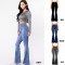 2025 factory direct European and American hot-selling women's jeans, slim-fitting high-waisted hip-lifting flared pants, ready for wholesale