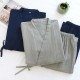 Wholesale men's double-layer gauze kimono pajamas, Japanese-style steaming loungewear, sweat-wicking and breathable loungewear. Wholesale men's double-layer gauze kimono pajamas, Japanese-style steaming loungewear, sweat-wicking and breathable loungewear.