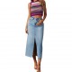Amazon cross-border 2025 new slit denim skirt for women, high-waisted, washed American-style A-line midi skirt Amazon cross-border 2025 new slit denim skirt for women, high-waisted, washed American-style A-line midi skirt
