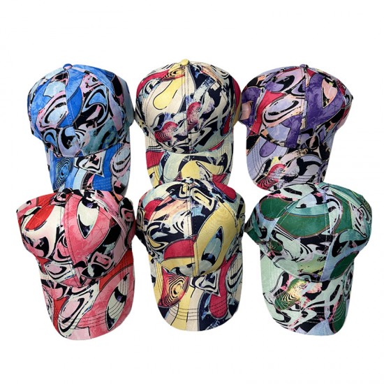 New cross-border spring and summer women's caps, stylish and fashionable full-print sun hats, retro geometric abstract baseball caps.