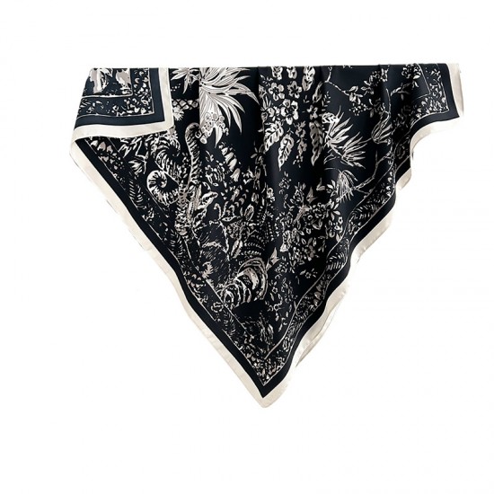 French elegant spring and autumn retro, niche, floral print square scarves, trendy, high-end, sun-protective shawls French elegant spring and autumn retro, niche, floral print square scarves, trendy, high-end, sun-protective shawls
