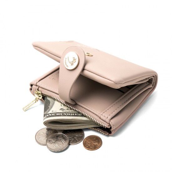 Prettyzys new women's short wallet, Korean-style printed zipper closure, student-style large-capacity wallet