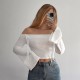 Slim-fitting, draped, long-sleeved, solid-color top and shirt Slim-fitting, draped, long-sleeved, solid-color top and shirt