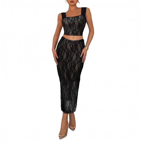 Summer European and American Waist-Fitting Spliced Sleeveless T-Shirt Elegant Ruffled Small Flying Sleeve 3D Flower Decorated Contrast Color Top Summer European and American Waist-Fitting Spliced Sleeveless T-Shirt Elegant Ruffled Small Flying Sleeve 3D Flower Decorated Contrast Color Top
