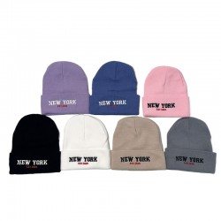 New cross-border Amazon New York letter-embroidered knitted hat, a versatile, warm beanie for men and women in autumn and winter.