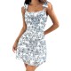 2025 Summer New Women's Midi Skirt Elegant and sophisticated retro blue and white porcelain adjustable vest dress