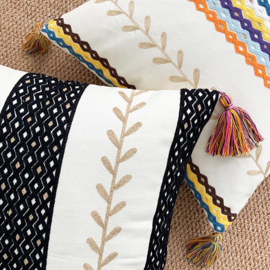Ins Bohemian pillow covers, tufted lumbar support for living rooms, sofas, and retro solid color cushion covers.