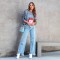 Amazon 2025 Cross-Border Loose Casual Jeans for Women: Fashionable, Simple Tassel Straight-Leg Pants