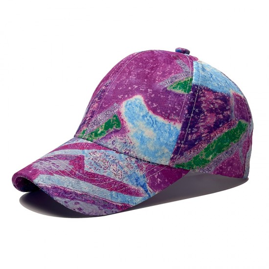 Cross-border new curved-brim peaked cap, a printed sun protection hat for women, a colorful graffiti baseball cap for Europe and America.