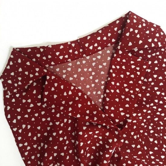 2025 hot-selling French floral maxi dress, lapel, heart-shaped contrast midi dress, slimming waist, sleeveless dress.
