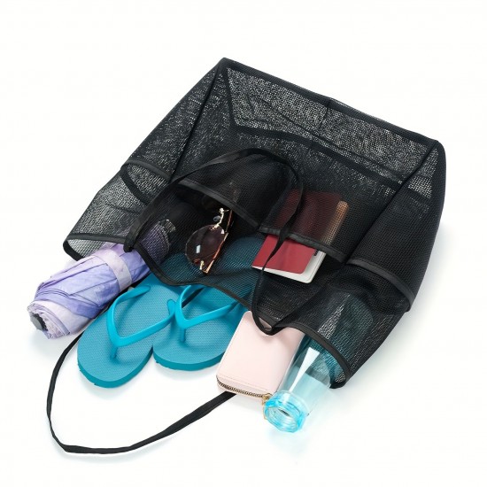 Amazon mesh single-shoulder tote bag, men's and women's beach bag, toiletry and swimwear storage bag Amazon mesh single-shoulder tote bag, men's and women's beach bag, toiletry and swimwear storage bag