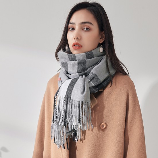 Plaid scarves for women, 2025 Fall/Winter imitation cashmere scarves, mid-length warm scarves, and shawls, sweet Japanese and Korean scarves wholesale Plaid scarves for women, 2025 Fall/Winter imitation cashmere scarves, mid-length warm scarves, and shawls, sweet Japanese and Korean scarves wholesale