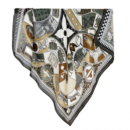 Fashionable retro European and American cross-border design printed square scarf, a new arrival, a stylish women's elegant square scarf wholesale Fashionable retro European and American cross-border design printed square scarf, a new arrival, a stylish women's elegant square scarf wholesale
