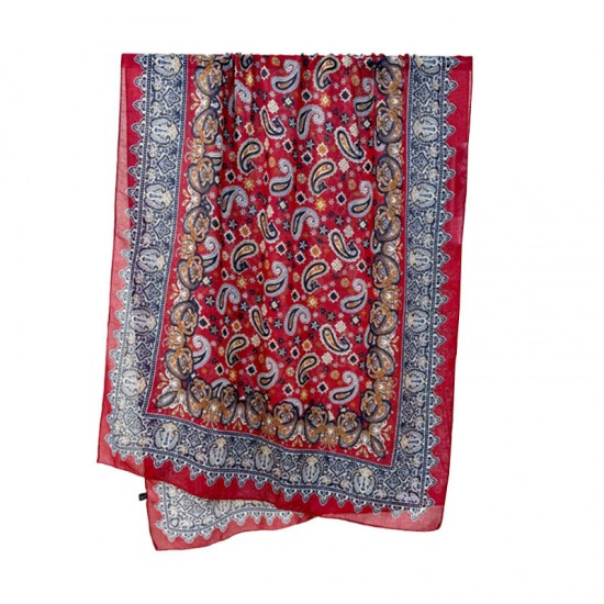 Ethnic cashew print long scarf for women, luxurious and versatile, classic pattern, sun protection silk scarf for travel Ethnic cashew print long scarf for women, luxurious and versatile, classic pattern, sun protection silk scarf for travel